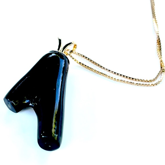 Amphoraseyes Jewelry - 14k solid gold chain. Black coral gemstone